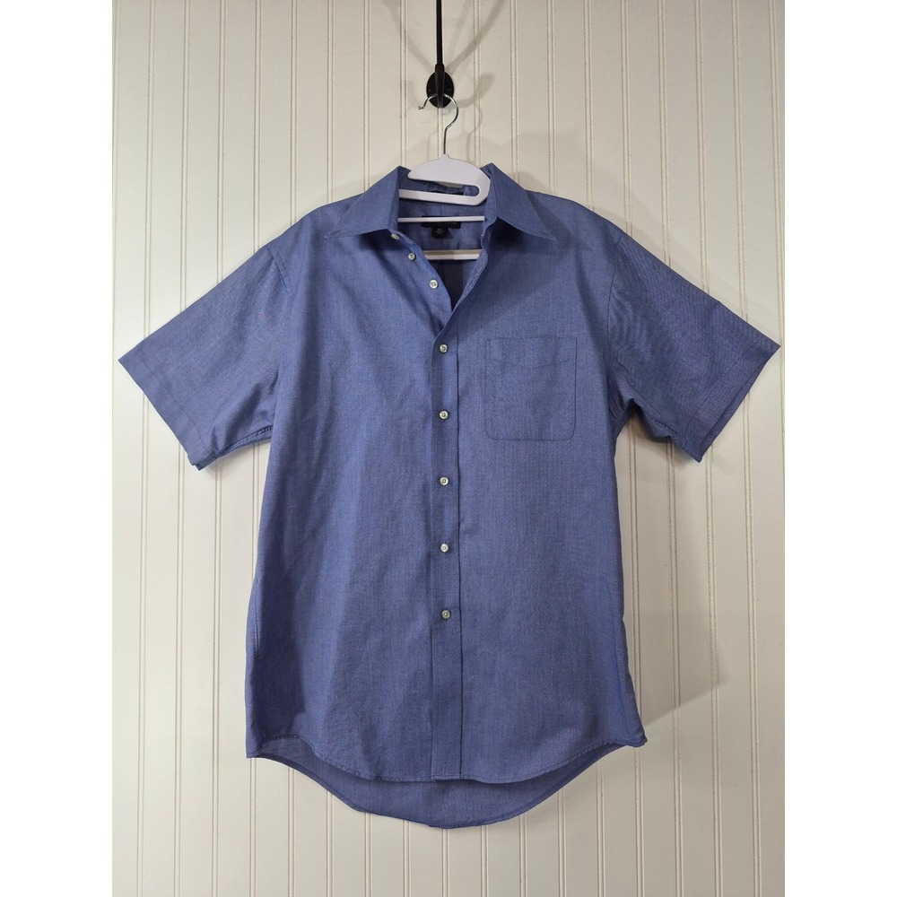 Lands End Mens Original Oxford Short Sleeve Button Down Shirt Blue Medium